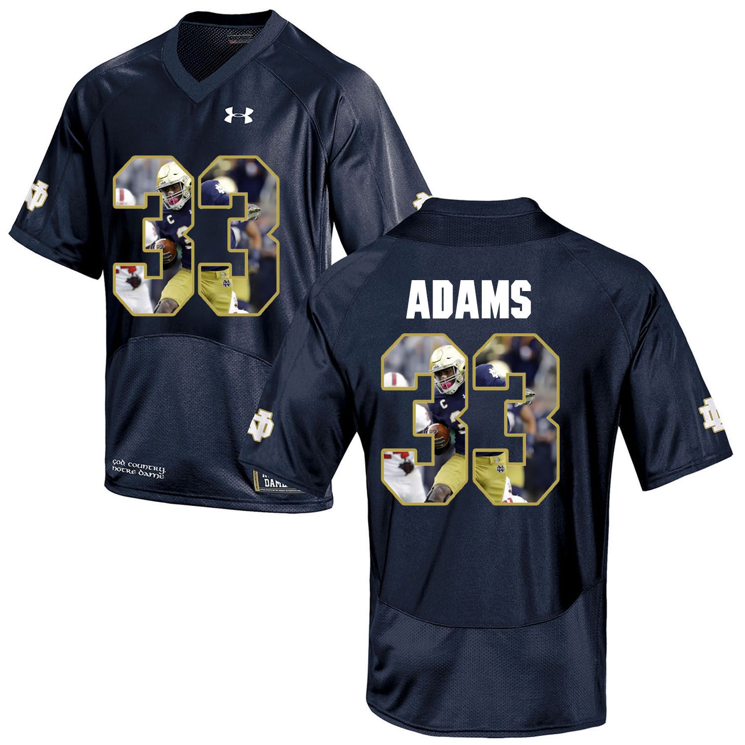 Men Norte Dame Fighting Irish #33 Adams Navy Blue Fashion Edition Customized NCAA Jerseys->customized ncaa jersey->Custom Jersey